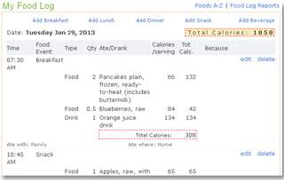 Free Food Log Tracker